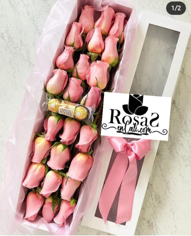 Caja de rosada floristería Cali