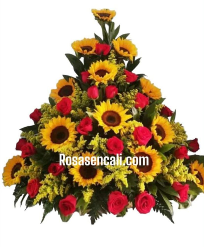 Arreglo rosas y girasoles en cali