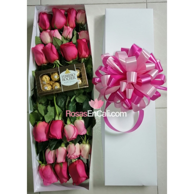 Caja x24 rosas y Ferrero en cali