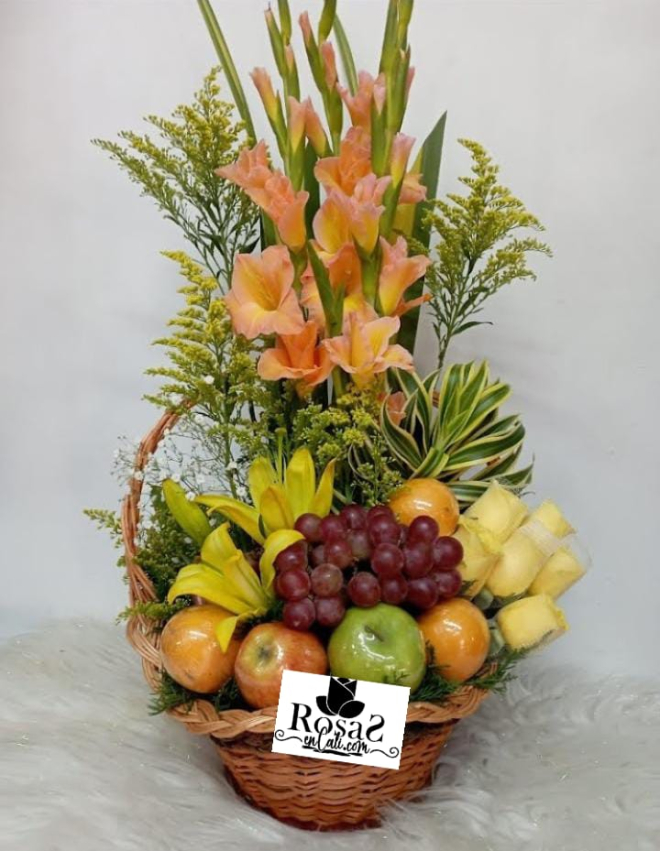 Canasta Floral con frutas