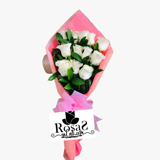 Bouquet blanco rosas en cali