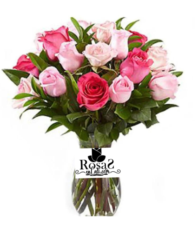 Jarrón 24 rosas floristería en Cali