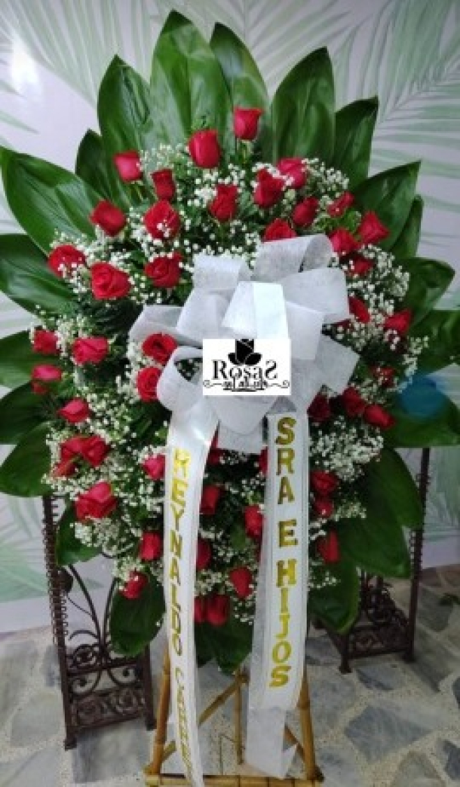Corona fúnebre rosas rojas arreglos de condolencias