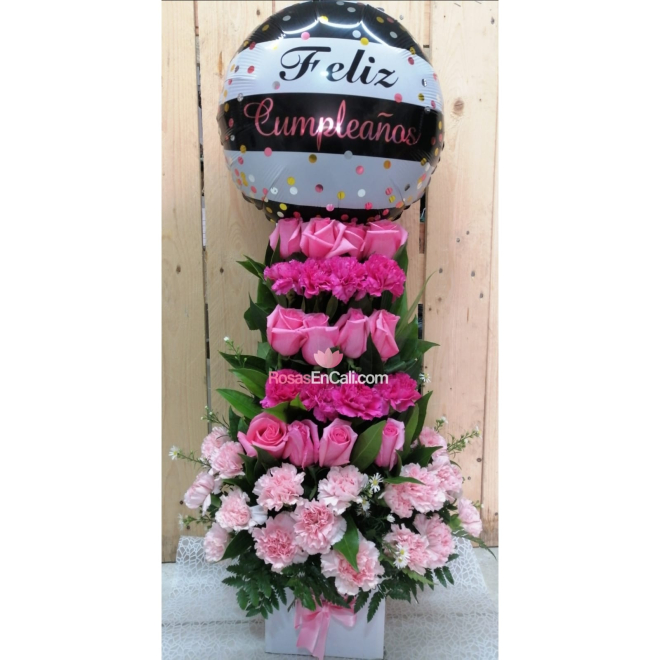 Arreglo floral feliz cumpleaños, detalles para cumpleaños