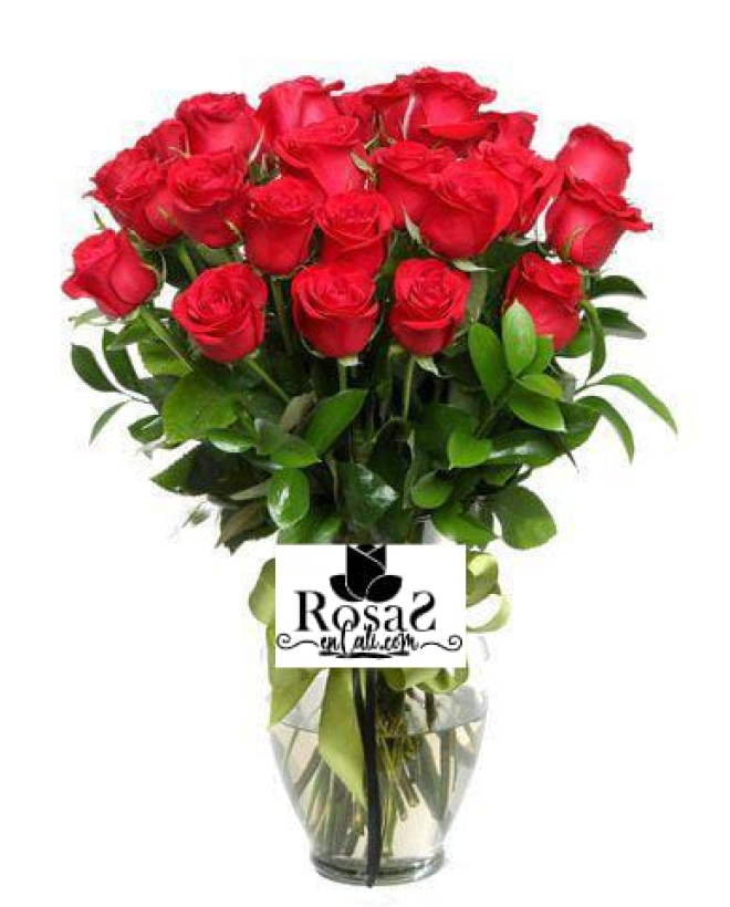 Jarrón por 24 rosas floristeria en cali