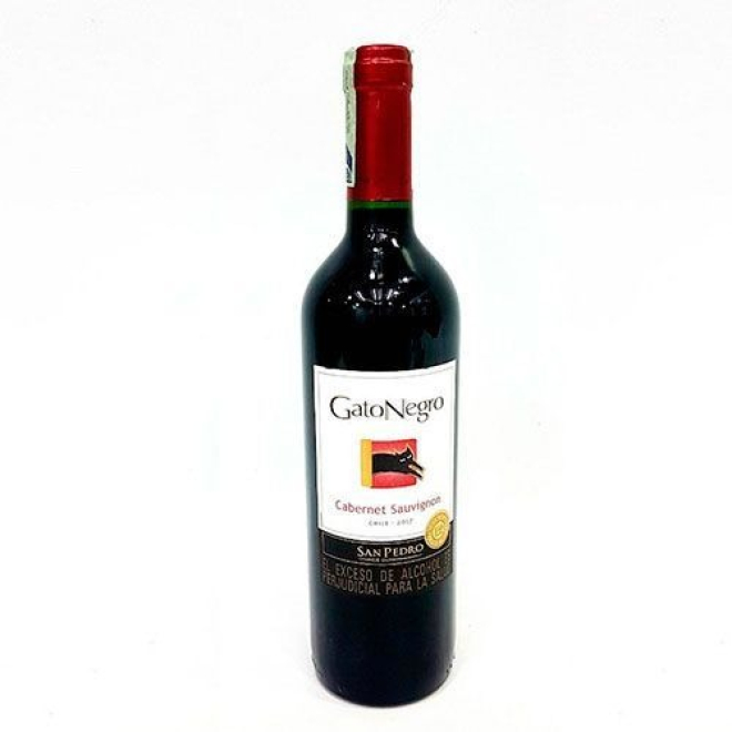 Botella de vino gato negro