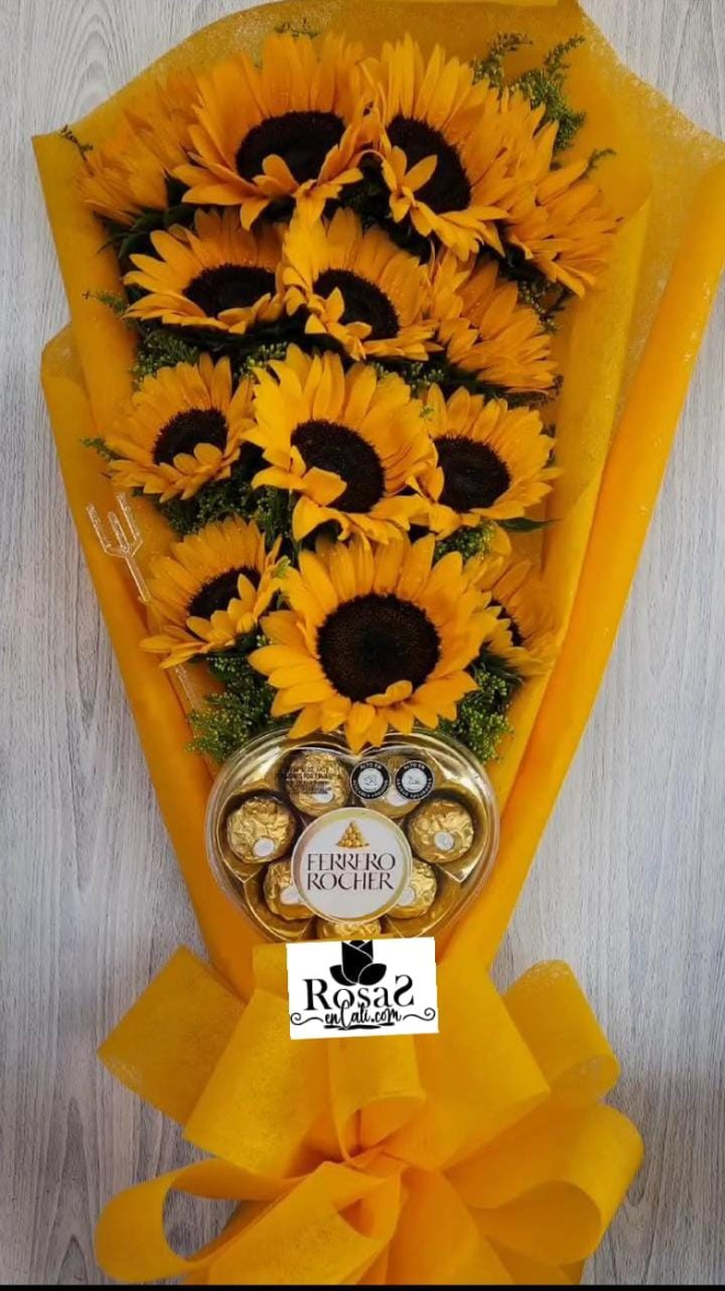bouquet de girasoles y chocolate en Cali