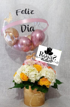 Cubo de hortencias rosas en Cali