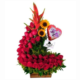 Arreglo rojo flores en Cali