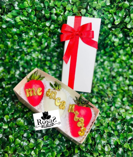 Caja de 3 fresas con chocolate en cali
