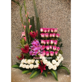 Arreglo rosas, lirios y orquídeas en cali