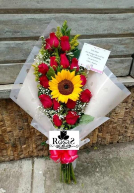 Bouquet rosas y girasoles en cali