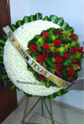 Corona fúnebre roja