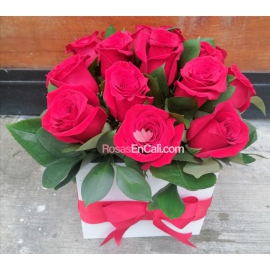 Cubo rosas rojas para ti en cali