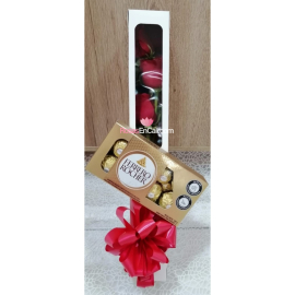 Caja x3 rosas y chocolates, detalles san valentin