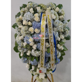 Corona fùnebre de hortensias, arreglos funebres en cali