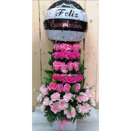 Arreglo floral feliz cumpleaños, detalles para cumpleaños