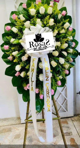 corona fúnebre rosa en cali