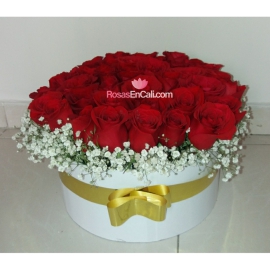 Cilindro rosas y follaje en cali